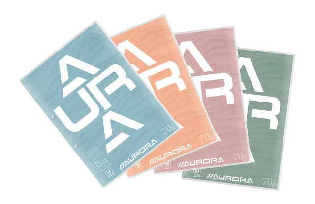 Cursusblok Aurora A4 ruit 5x5mm 2-gaats 200 pagina's 70gr