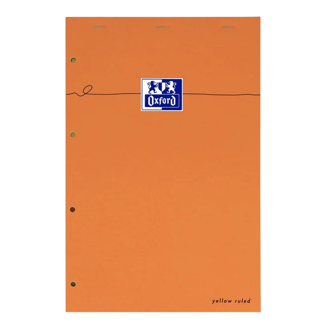 Cursusblok Oxford Orange Notepad A4+ lijn 4-gaats 160pag 80gr oranje