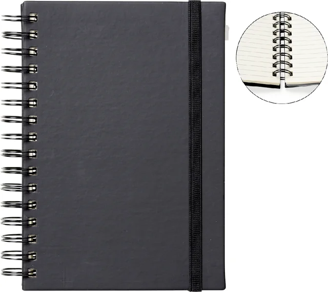 Notitieboek Quantore A5 spiraal lijn 192 pagina's 80gr zwart