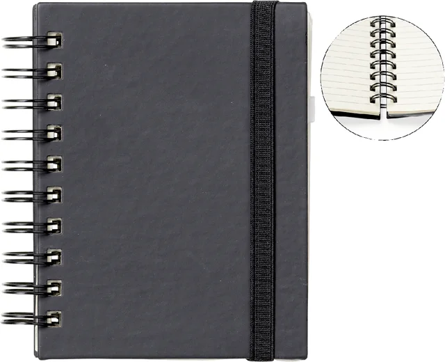 Notitieboek Quantore A6 spiraal lijn 192 pagina's 80gr zwart
