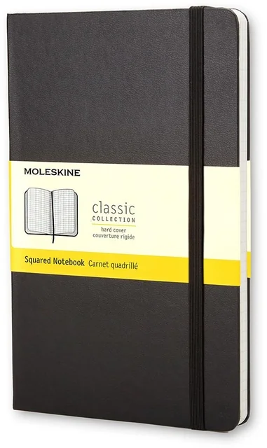 Notitieboek Moleskine large 130x210mm ruit 5x5 hard cover zwart