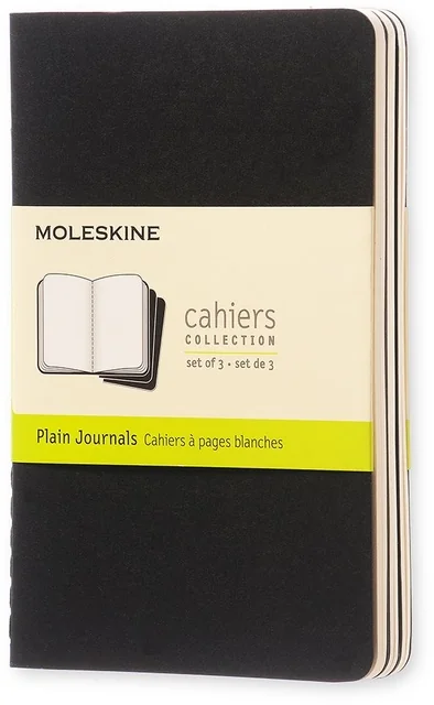 Schrift Moleskine 90x140mm blanco 240 pagina's 70gr zwart set à 3 stuks