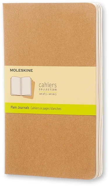 Schrift Moleskine 130x210mm blanco 160 pagina's 70gr kraft set à 3 stuks