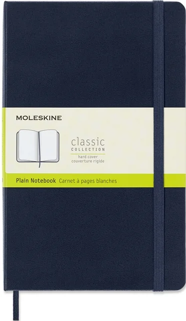 Notitieboek Moleskine large 130x210mm blanco hard cover sapphire blue