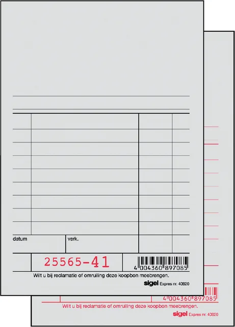 Kassablok Expres SI-40920 150x100mm 50x2vel