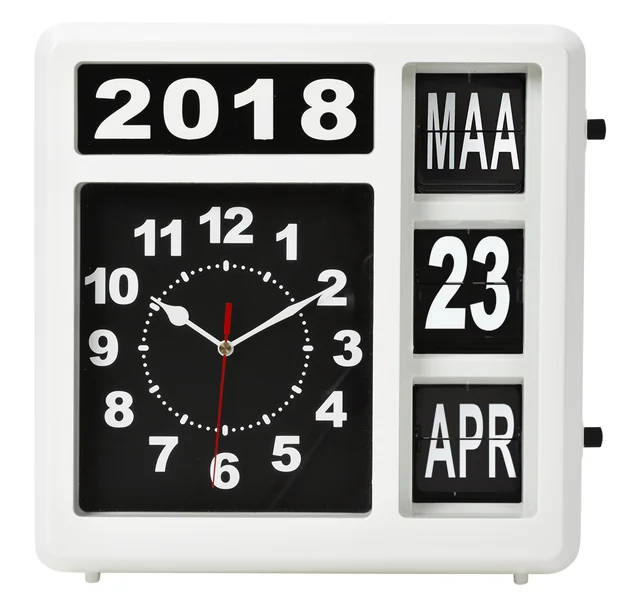 Wandklok Perel analoog 37x39cm  nederlandse versie wit