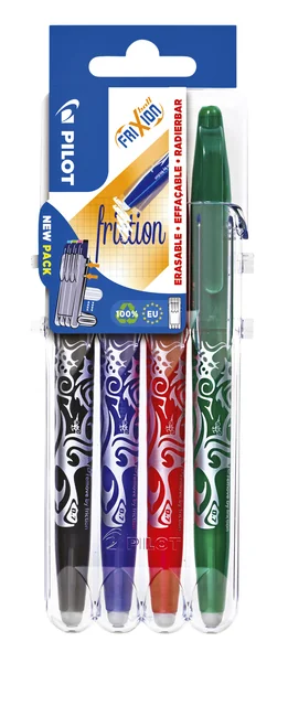Rollerpen PILOT friXion medium basis assorti Set2Go à 4 stuks