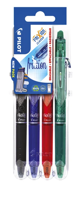 Rollerpen PILOT friXion clicker medium basis assorti Set2Go à  4 stuks