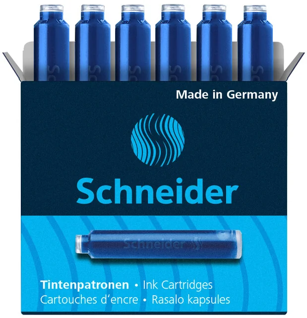 Inktpatroon Schneider din blauw doos à 6 stuks