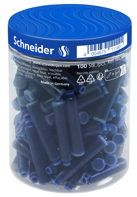 Inktpatroon Schneider din koningsblauw pot à 100 stuks