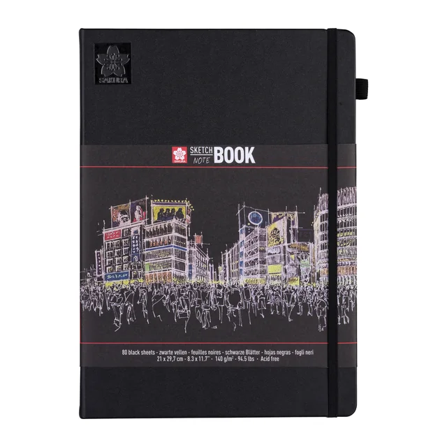 Schetsboek Sakura 80 zwarte vellen 140gr 210x297mm zwart