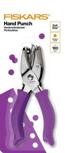 Handpuncher Fiskars M circle 1/8" met SoftGrip paars