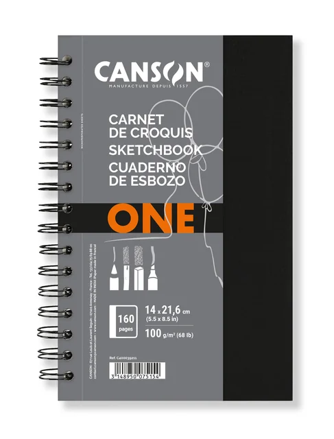 Schetsboek Canson Art Book One spiraalgebonden 80vel 100gr 140x216mm wit