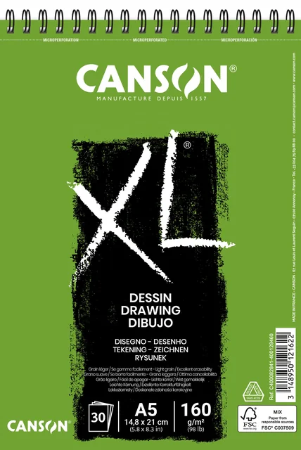 Tekenpapier Canson XL Drawing 30vel 160gr A5 wit