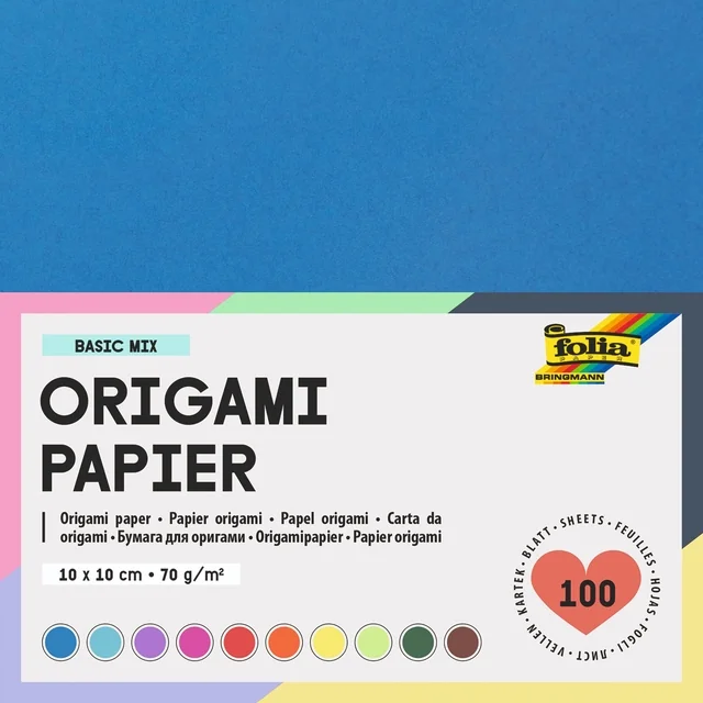Origami papier Folia 70gr 10x10cm 100 vel assorti kleuren
