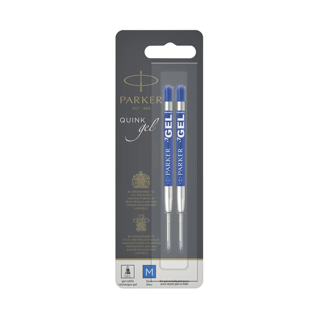 Gelschrijvervulling Parker Quink medium blauw blister à 2 stuks