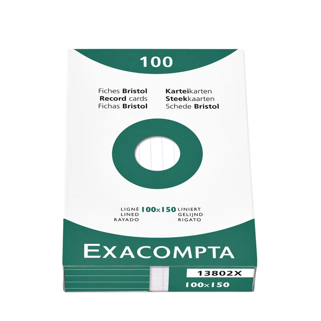Systeemkaart Exacompta 100x150mm lijn wit 100 stuks