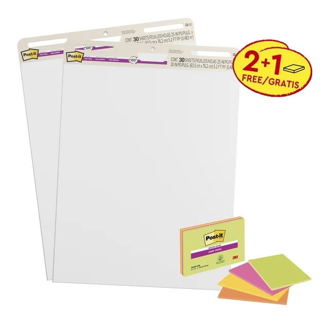 Meeting chart Post-it 559 Super Sticky 63.5x76.2cm 2 blokken + 1 pak Meeting notes gratis