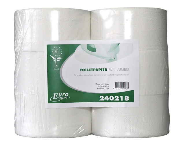 Toiletpapier Euro Products Q5 jumbo klein recycled 2-laags 180m wit 240218