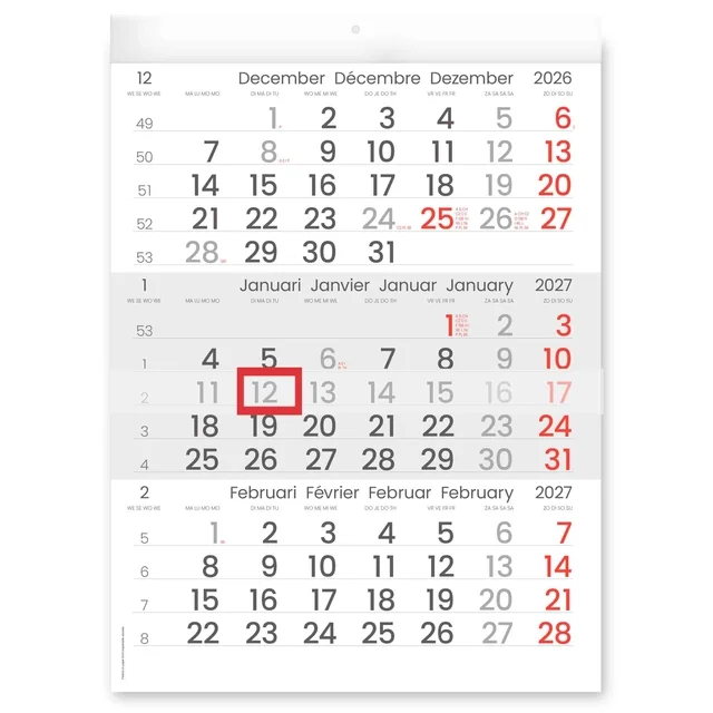 3-Maandkalender 2027 INNI Manager compact-formaat
