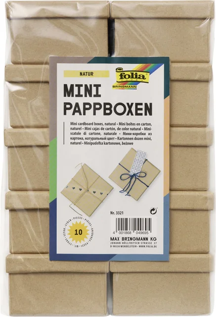 Doos karton Folia mini 7,5x7,5x4,5cm 10 stuks kraft