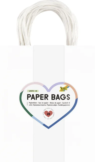 Tas met handvat Folia kraftpapier 110gr 18x21x8cm 20 stuks wit