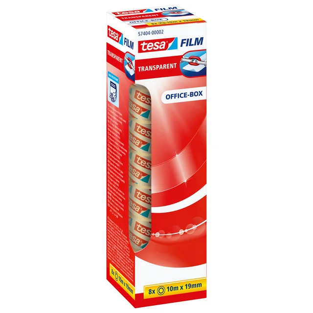 Plakband tesafilm® 10mx19mm transparant 8 rollen