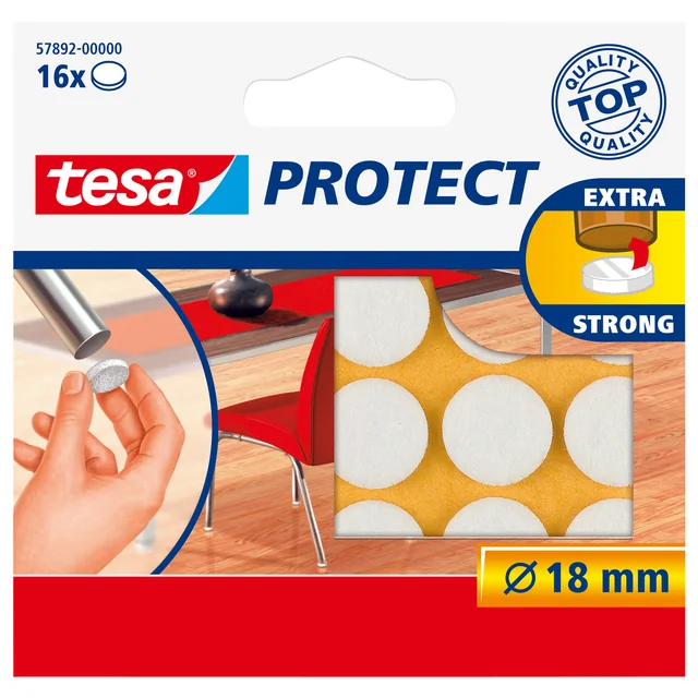 Beschermvilt tesa® Protect anti-kras  Ø18mm wit 16 stuks