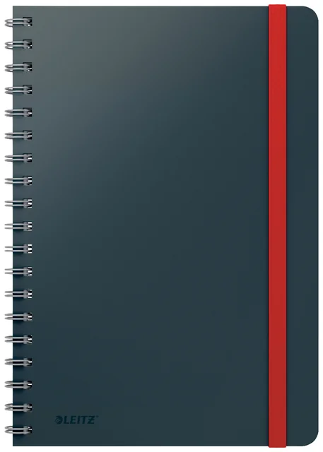 Notitieboek Leitz Cosy B5 160 blz spiraal lijn grijs
