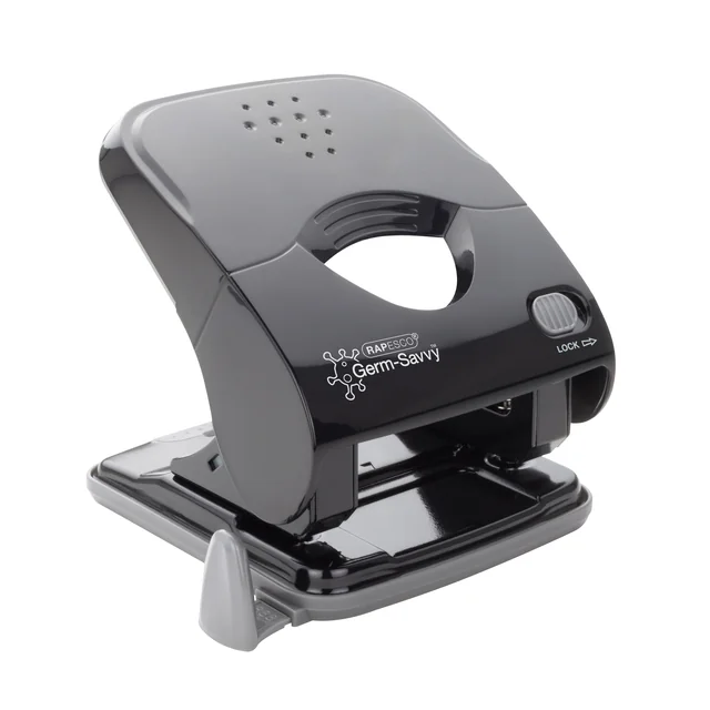 Perforator Rapesco Germ-Savvy Less Effort Eco X5-40ps antibacterieel 2-gaats zwart