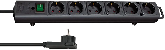 Stekkerdoos Brennenstuhl Comfort Plus 6vdig incl platte stekker 2m zw