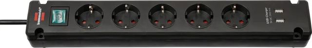 Stekkerdoos Brennenstuhl Bremounta 5vdig incl 2 USB 3m zwart