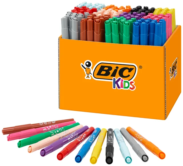 Kleurstiften BicKids visacolor ecolutions XL ass schoolbox à 144 stuks