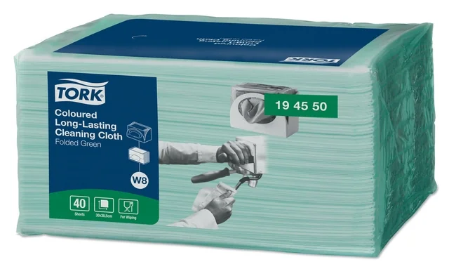 Reinigingsdoek Tork W8 Premium 1-laags 40 vel groen 194550