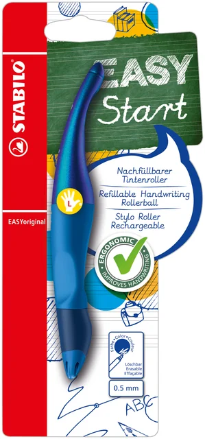 Rollerpen STABILO Easyoriginal linkshandig hologr ed M blauw blister