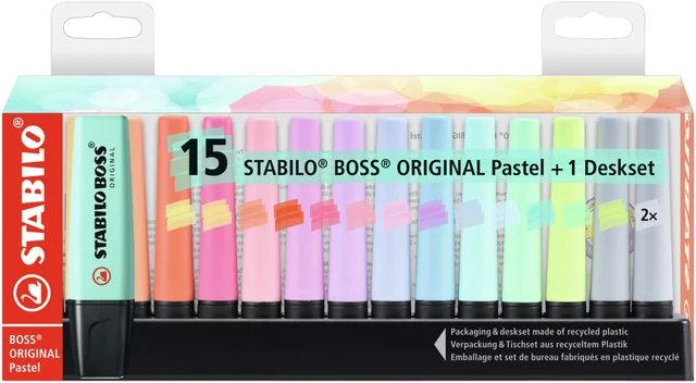 Markeerstift STABILO BOSS Original 70/15 pastel assorti deskset à 15st
