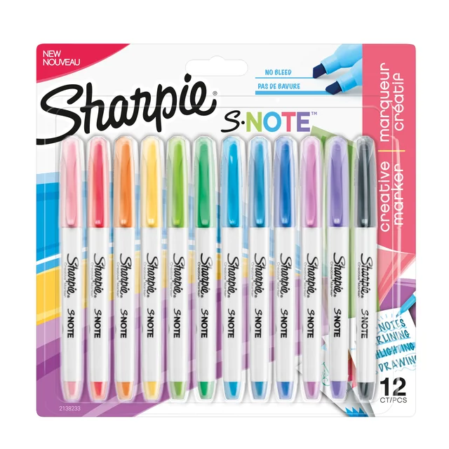 Markeerstift Sharpie S-note assorti blister à 12 stuks