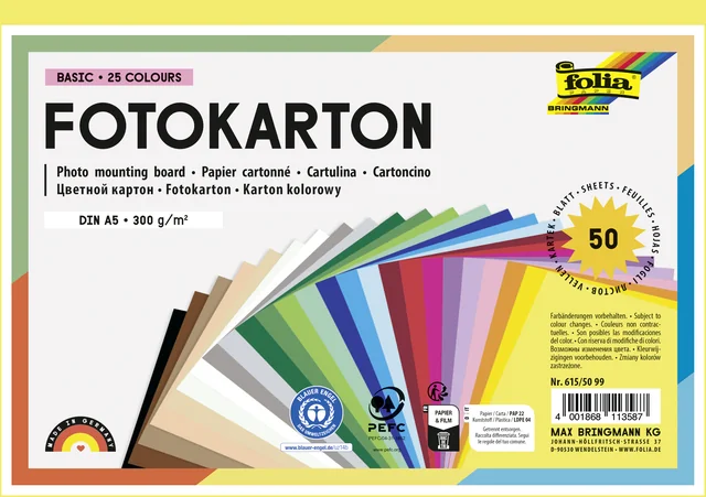 Fotokarton Folia 300gr A5 50vel assorti