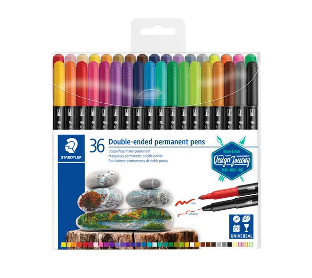 Viltstift Staedtler Design Journey permanent dubbele punt 36 kleuren