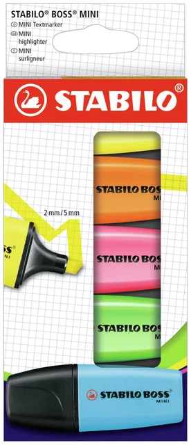 Markeerstift STABILO BOSS mini assorti etui à 5 stuks
