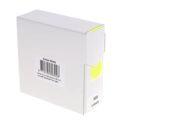 Etiket Rillprint 25mm op rol fluor geel 500 stuks
