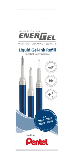 Gelschrijvervulling Pentel LR7 Energel medium blauw set à 3 stuks