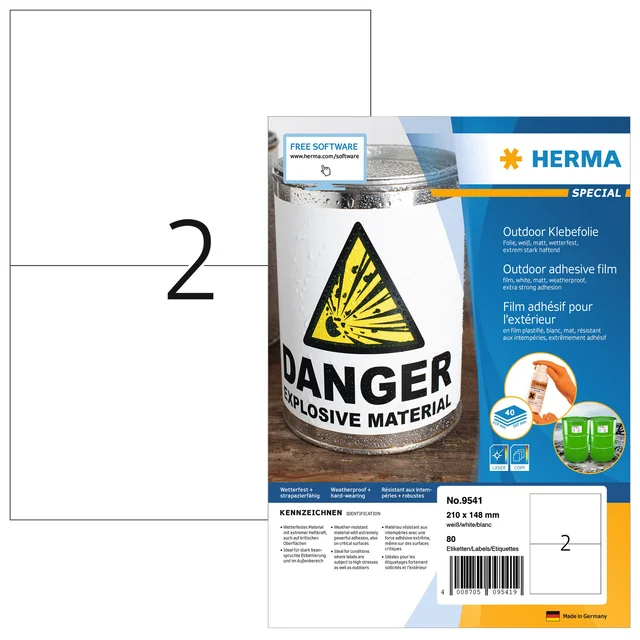 Etiket HERMA 9541 210x148mm weerbestendig wit 80 stuks