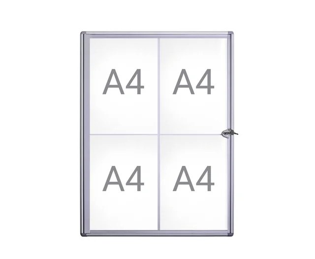 Binnenvitrine wand MAULextraslim whiteboard 4xA4 met slot