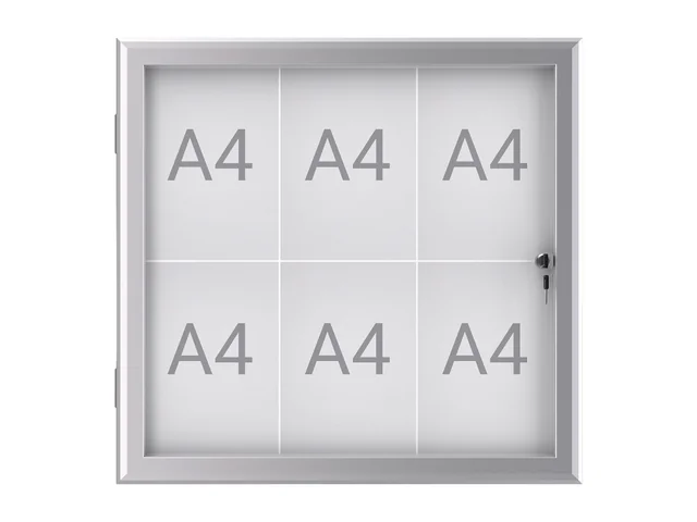 Buiten- binnenvitrine wand MAULexcite whiteboard 6xA4 met slot