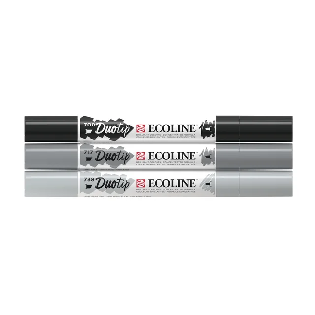 Duotip Talens Ecoline set à 3 stuks zwart en grijs