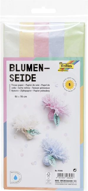 Zijdevloeipapier Folia 50x70cm 20gr iriserend assorti 5 vel