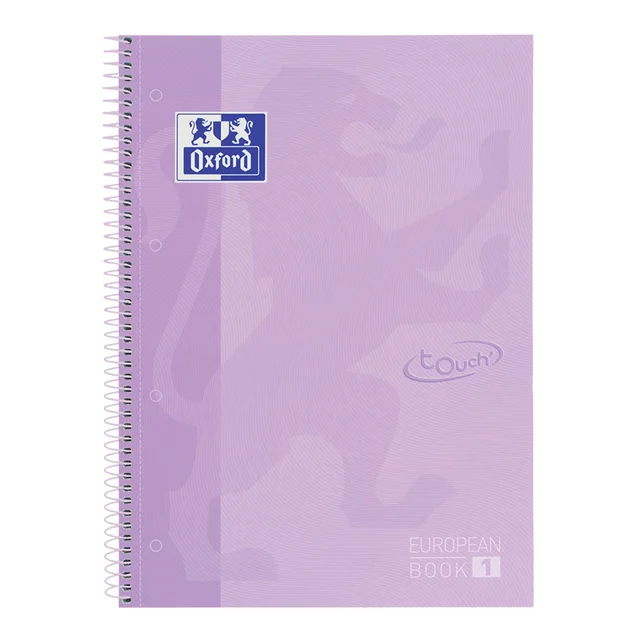 Notitieboek Oxford Touch Europeanbook A4+ 4gaats lijn 160pag paars