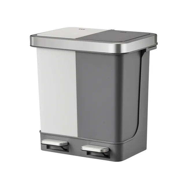 Pedaalemmer EKO Hana Duo Recycling 2x10 liter grijs wit
