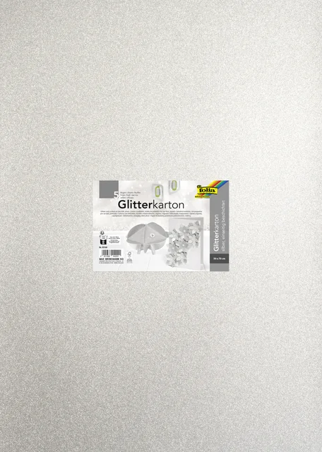 Glitterkarton Folia 50x70cm 300gr 5 vel zilver